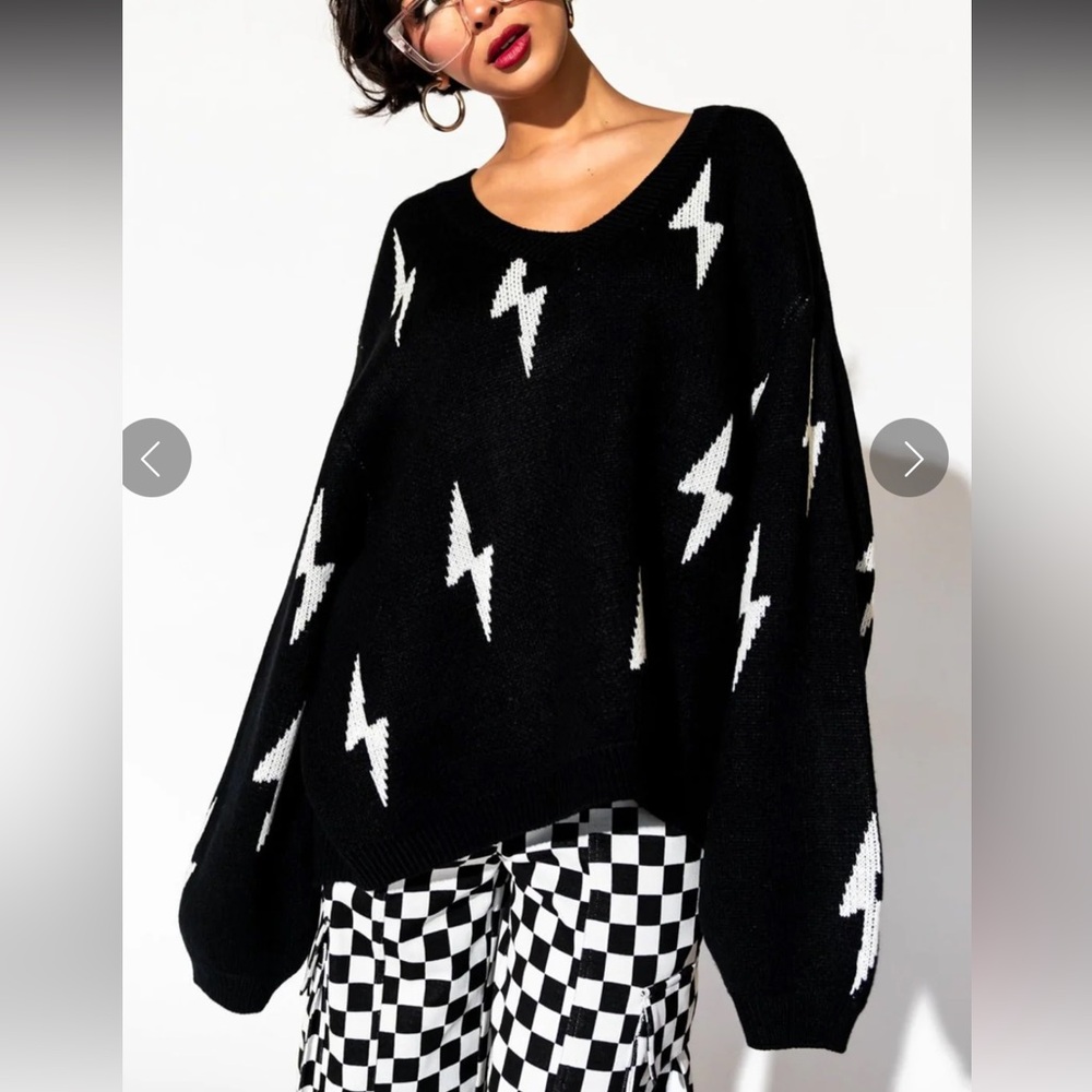 Ultra Lala Oversized Lightning Bolt Knit in Black XS SOLD OUT STYLE 🔥